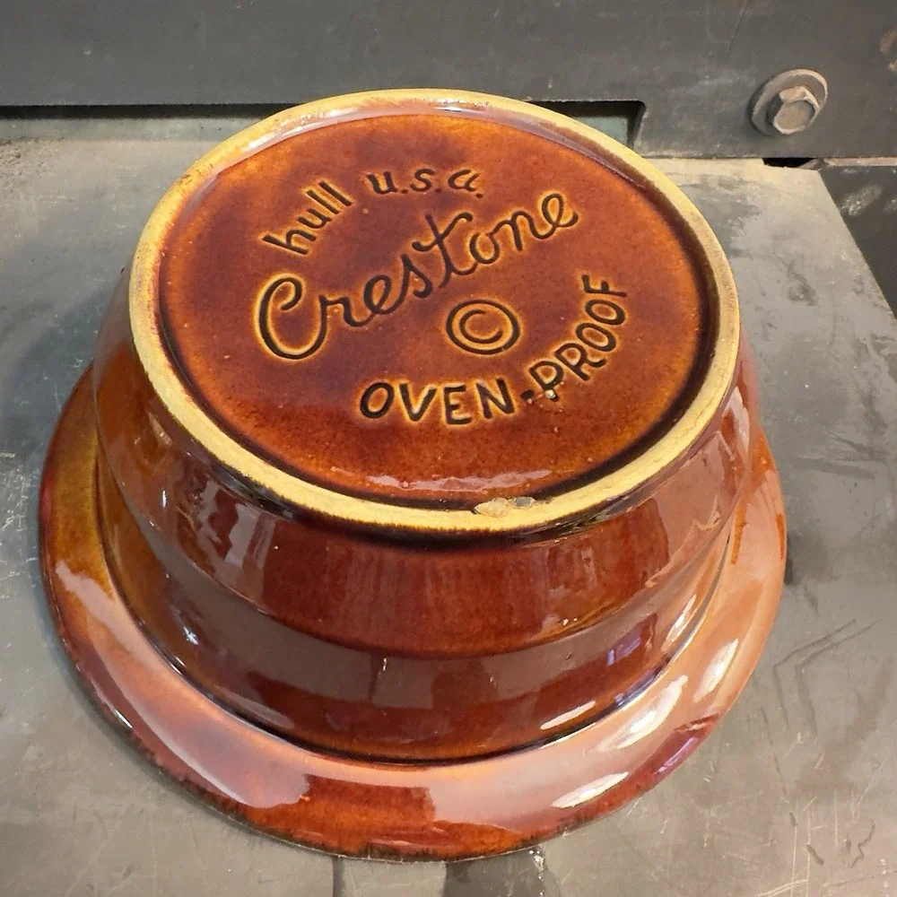 Hull‎ Oven Proof USA Glossy Brown Drip Pottery Round 4 cup 8